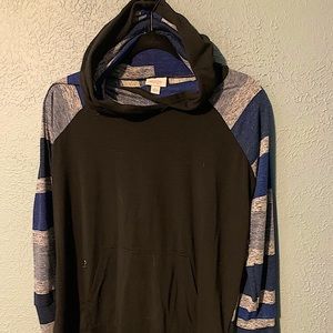 LuLaRoe Black and Blue Striped Hoodie